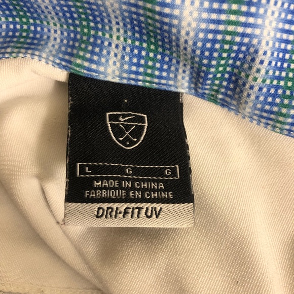 Nike Dri-Fit UV Blue Plaid Check Golf Polo Sz L - Picture 9 of 9